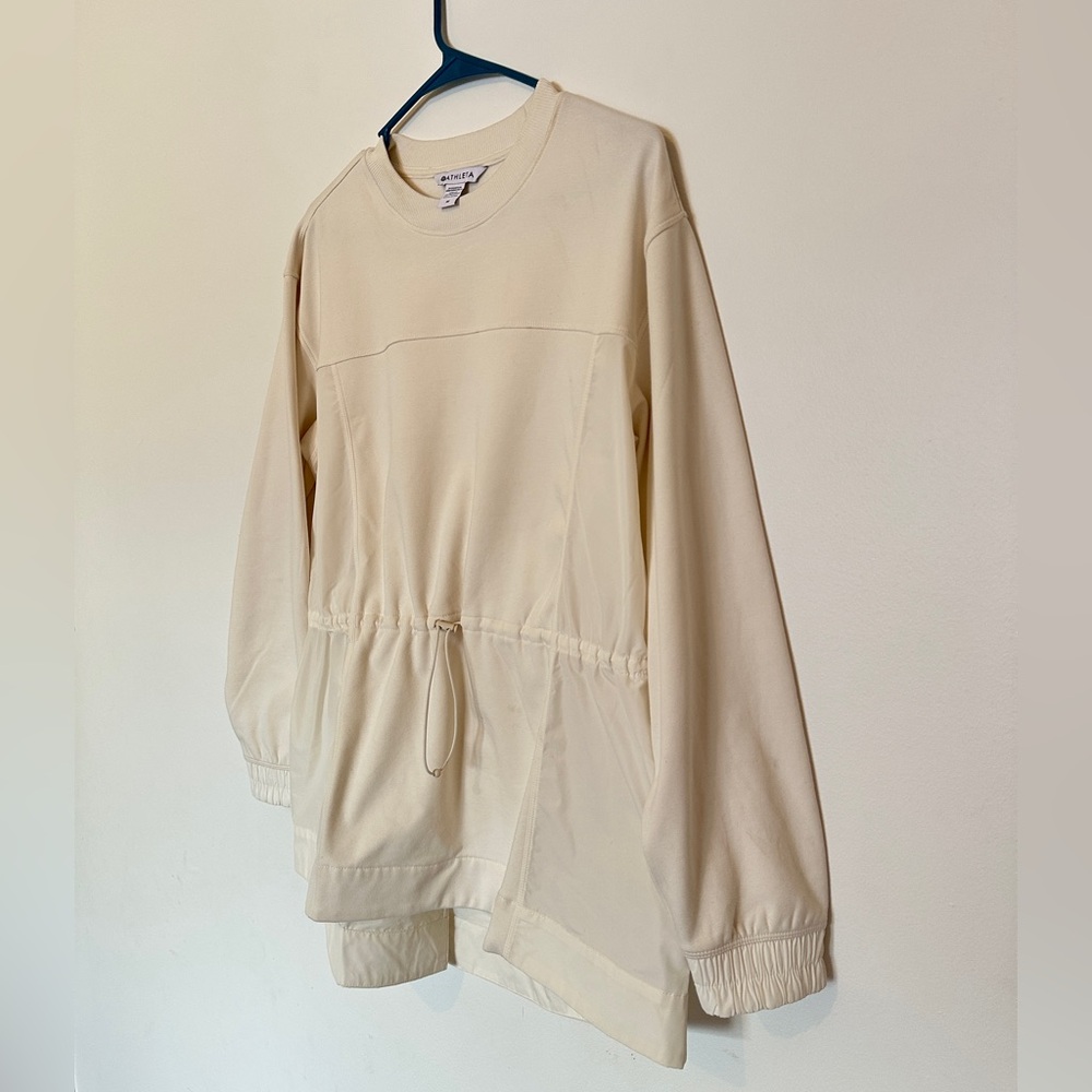 Athleta Cream Drawstring Sweatshirt (Size M)
